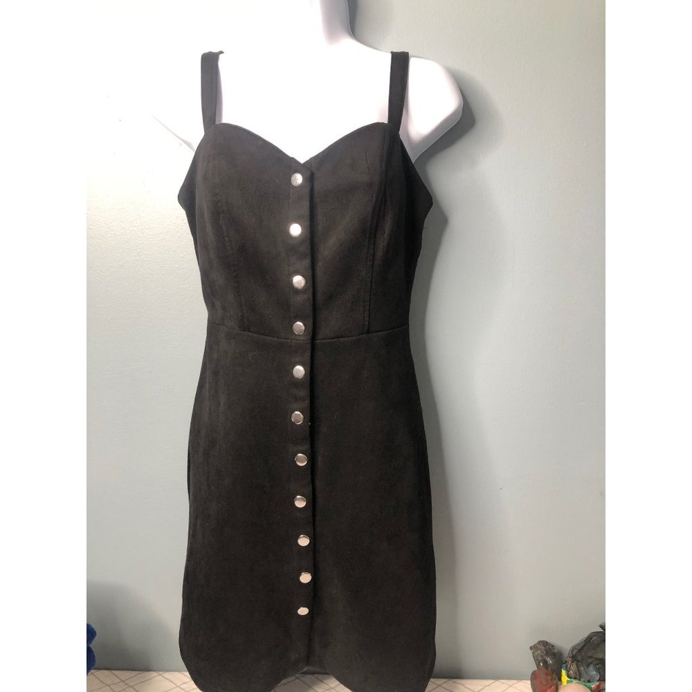 205 Collins small Black soft suede sweetheart neckline